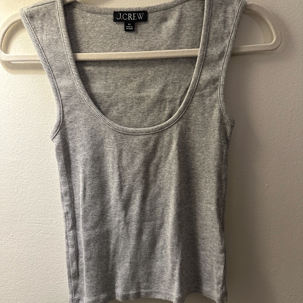 J. Crew Gray “Cropped fine rib scoopneck tank” Top